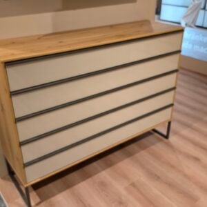 Wiemann INTER Schubladenkommode 141 cm Bianca Eiche NB Glas champagner – Gesamtansicht
