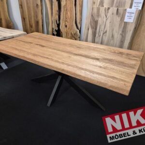 24111604 Esstisch 95 × 200 cm Kastanie massiv mit Spider-Fuß – Produktansicht 1