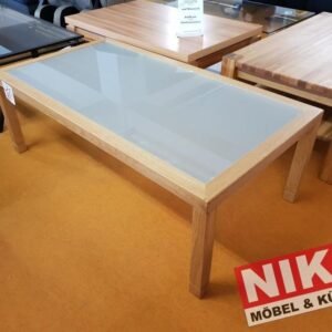 BOSTON Couchtisch 130 × 70 cm Eiche massiv/Glas – Ausstellungsstück by NIKO