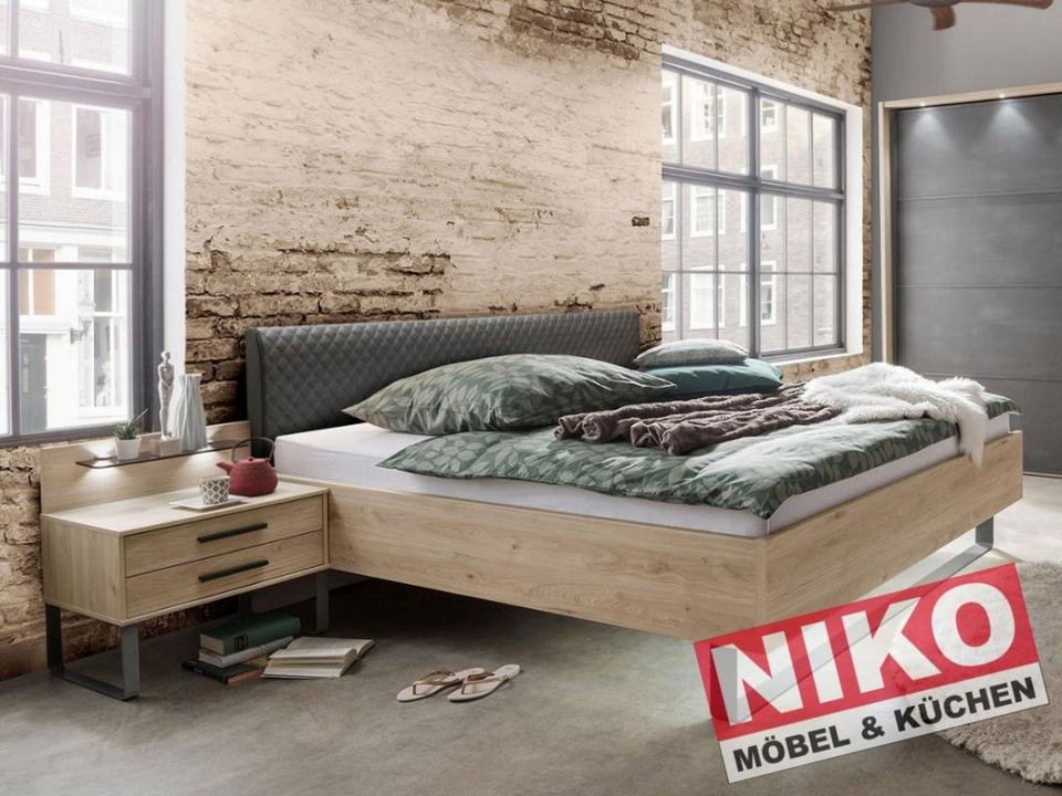 BRÜSSEL Bettgestell 180 × 200 cm Steineiche – – Produktansicht 1