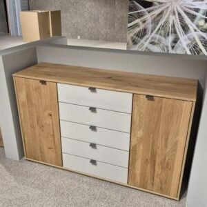 CARDIFF Kombikommode 141 cm Eiche Bianco/Glas Champagner von Wiemann – – Produktansicht 1