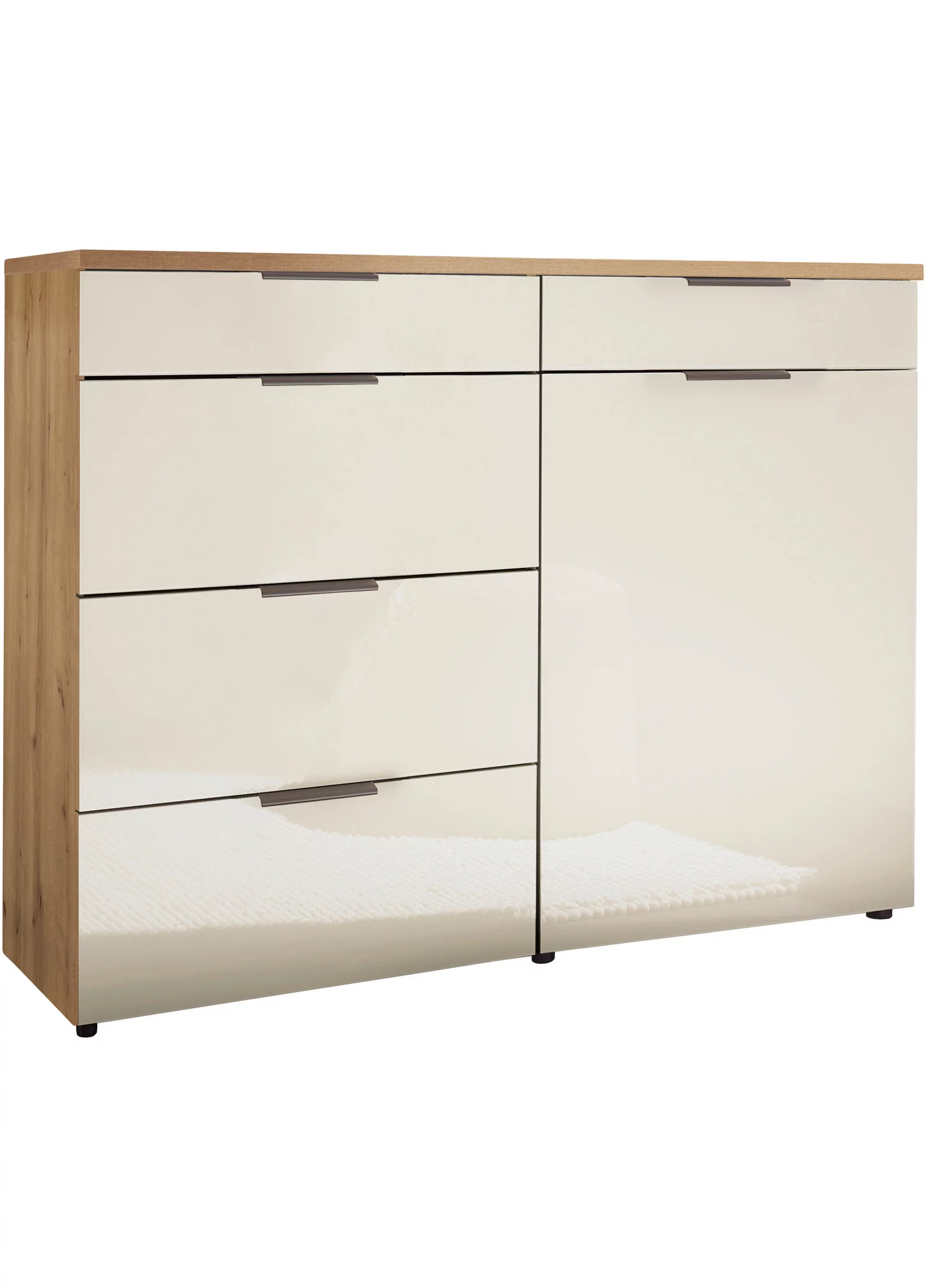 Wiemann Como Kombikommode Bianco-Eiche Glas Champagner Schiefer – Herstellerabbildung 1