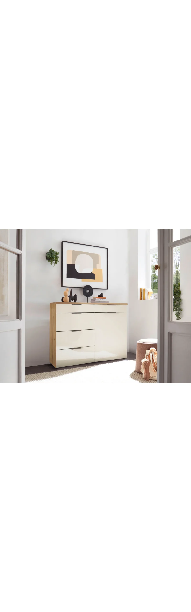 Wiemann Como Kombikommode Bianco-Eiche Glas Champagner Schiefer – Herstellerabbildung 2