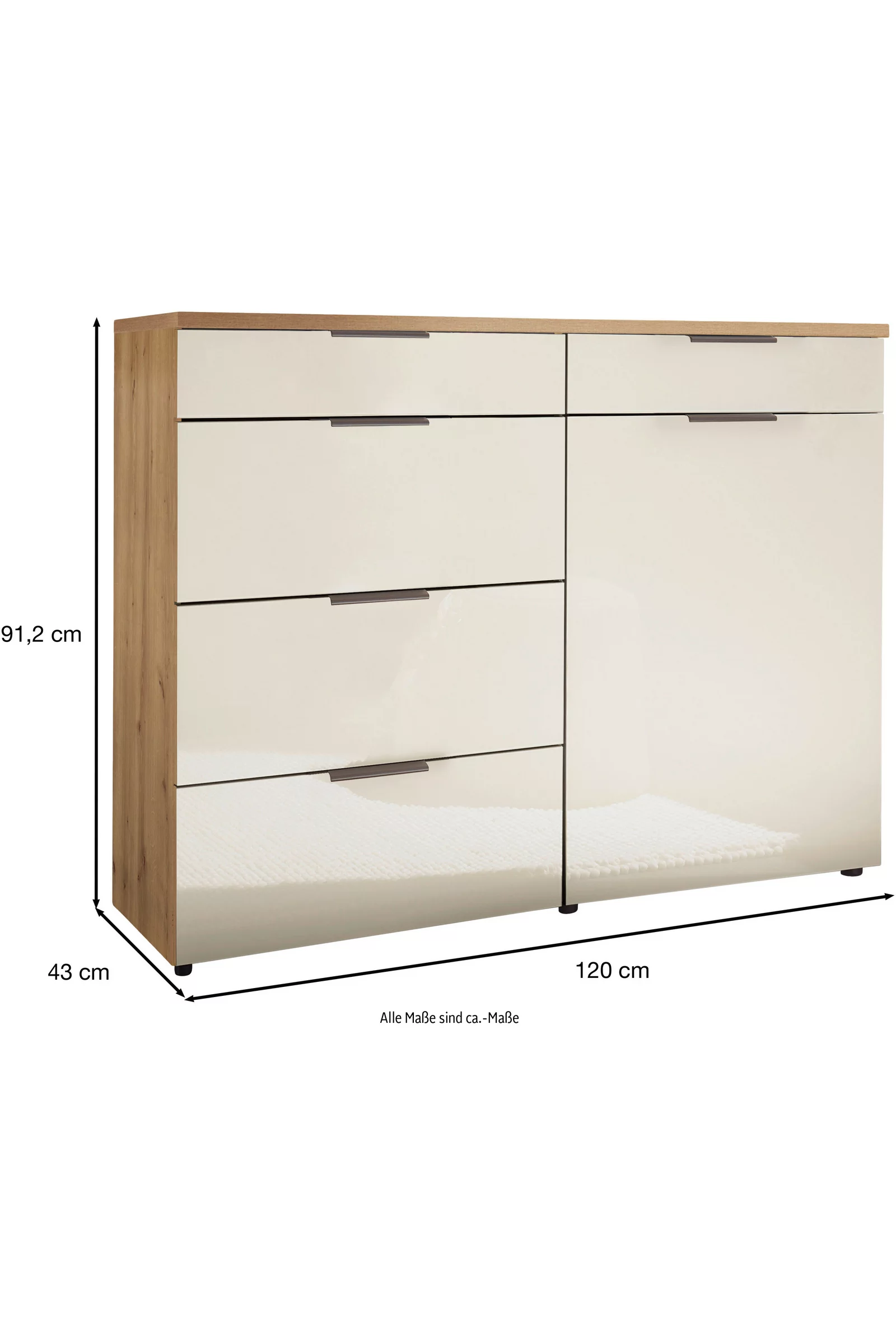 Wiemann Como Kombikommode Bianco-Eiche Glas Champagner Schiefer – Herstellerabbildung 12