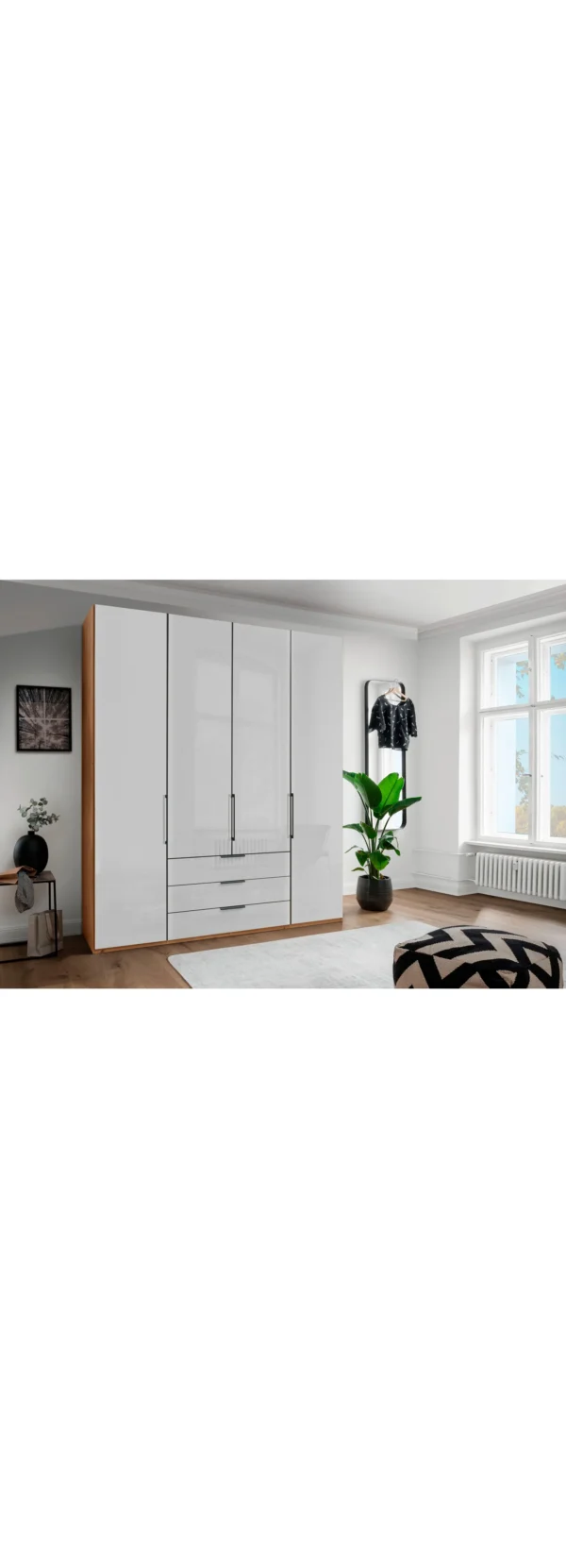 Wiemann Monaco Kleiderschrank Bianco-Eiche Glas Weiß – Herstellerabbildung 1