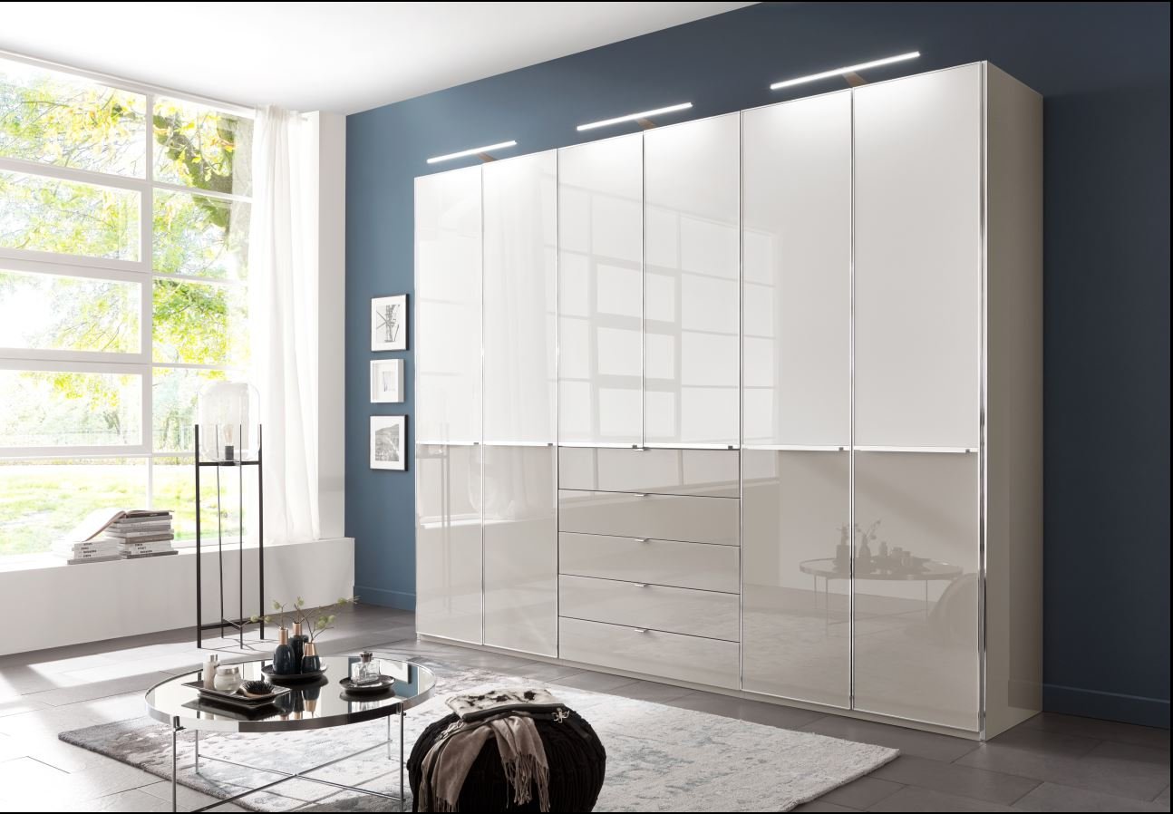 Shanghai Kleiderschrank 300 cm Glas Kieselgrau/Weiß – als Ausstellungsstück von Wiemann by NIKO