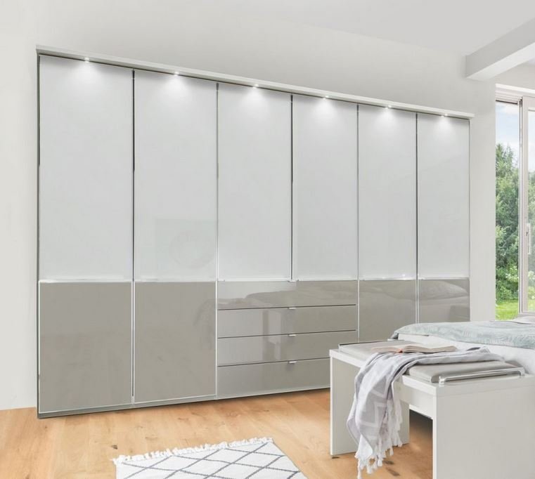 Shanghai Kleiderschrank 300 cm Glas Kieselgrau/Weiß – als Ausstellungsstück von Wiemann by NIKO