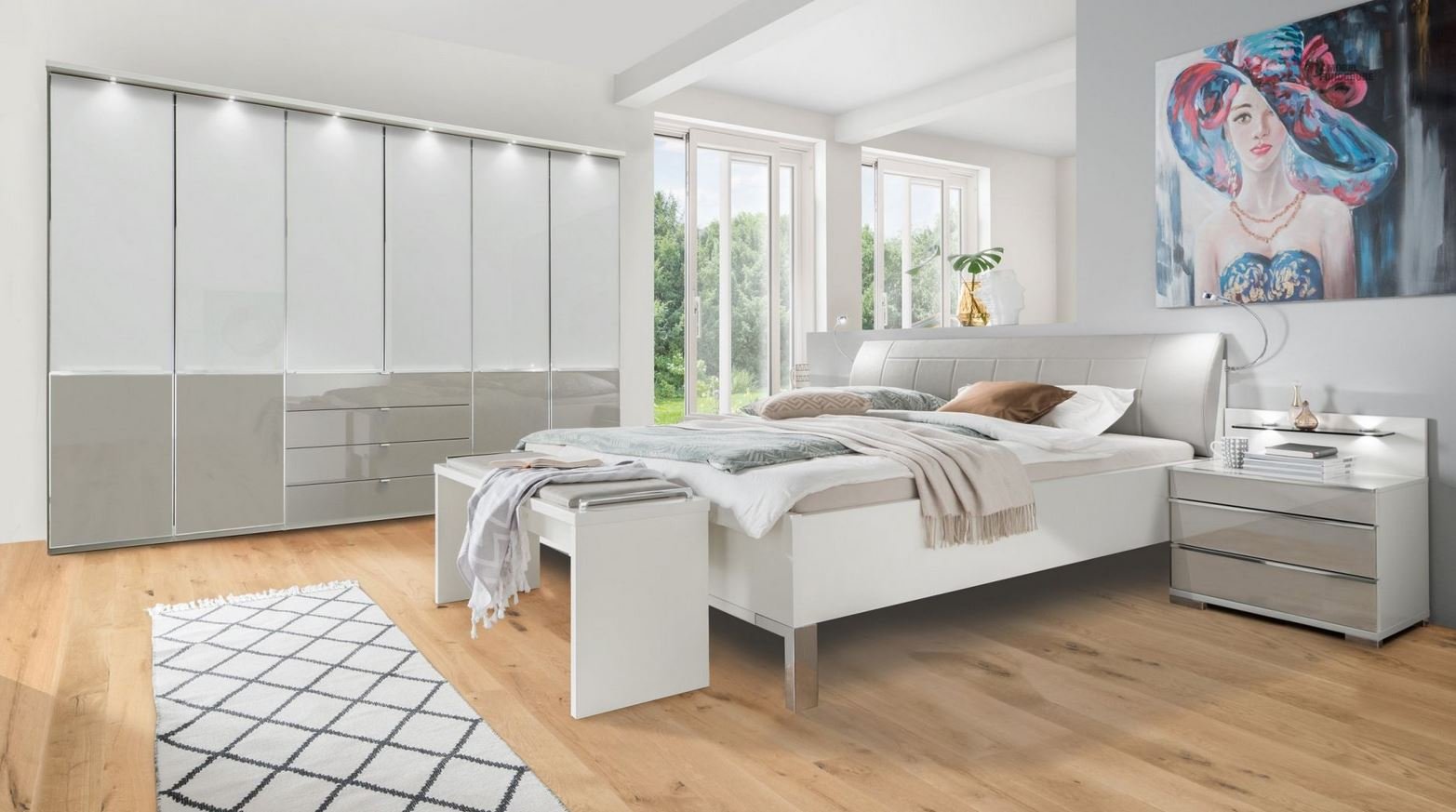 Shanghai Kleiderschrank 300 cm Glas Kieselgrau/Weiß – als Ausstellungsstück von Wiemann by NIKO