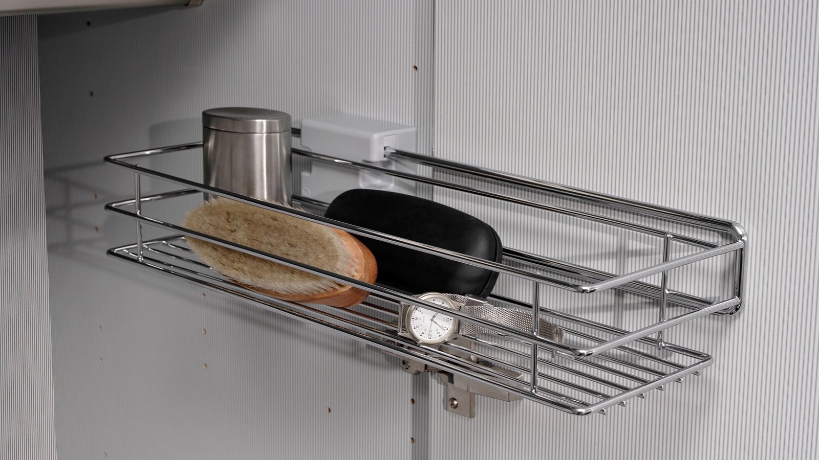 Wiemann Utensilien-Auszug – Streifendekor silber-grau – 107076
