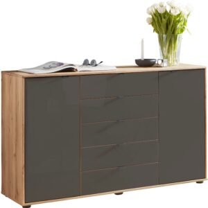 CARDIFF Kombikommode 141 cm Bianco-Eiche/Glas Mocca von Wiemann – Produktansicht