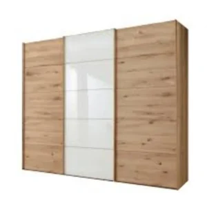 CARDIFF Schwebetürenschrank Bianco-Eiche/Glas Weiß von Starmöbel