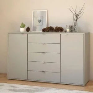 NIZZA Kombikommode 141 cm Champagner/Glas Champagner – Originalfoto von Starmöbel