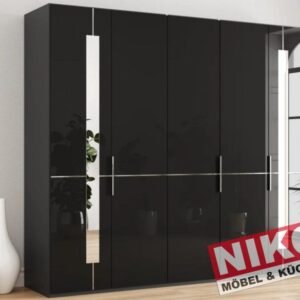 IMOLA W Kleiderschrank 250 cm Graphit/Glas Graphit mit Spiegel – Produktansicht 1