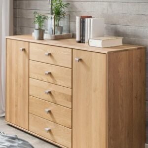 KIRUNA Kombikommode 141 cm Eiche massiv/Eiche Dekor – Produktansicht 1