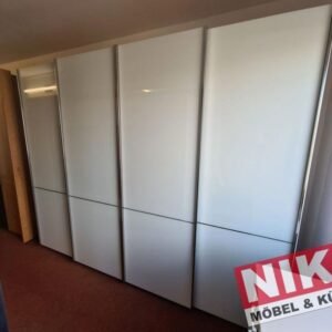 IMOLA W Kleiderschrank 300 cm Glas Weiß mit Beleuchtung – Produktansicht 1