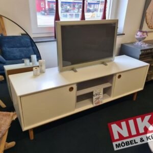 Lowboard- TV Schrank in weiß mit Eiche Ausstellungsstück by NIKO