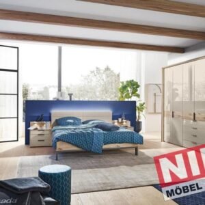 CORATO Bettanlage 180 × 200 cm Nordic Eiche/Kieselgrau mit Nachtkonsolen – Produktansicht 1
