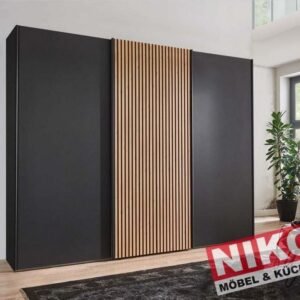 DENVER Kleiderschrank 300 cm Graphit/Eiche Bianco – Produktansicht 1