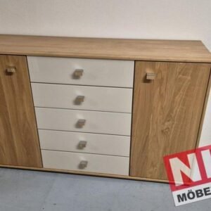 KIRUNA Kombikommode 141 cm Eiche/Glas Champagner – Produktansicht 1