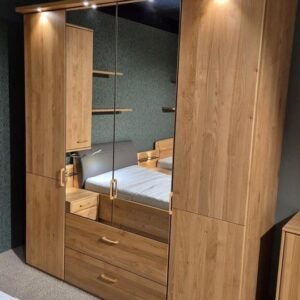 GRAZ Kleiderschrank 200 cm Erle/Spiegel mit Beleuchtung – Produktansicht 1