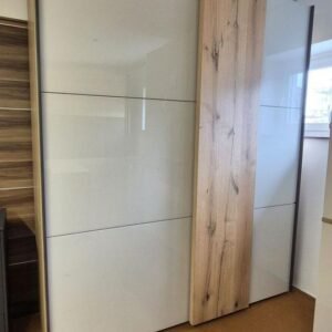 CREMONA Kleiderschrank 200 cm Eiche Bianco/Glas Champagner – Produktansicht 1