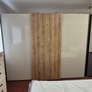 FLORENZ Kleiderschrank 300 cm Champagner/Eiche Bianco mit LED – Produktansicht 1