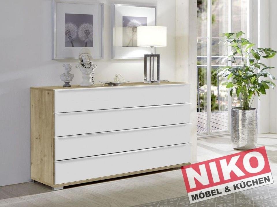 LOFT Kommode eiche bianco Glas weiß Neu & OVP Wiemann by NIKO – Produktansicht 1
