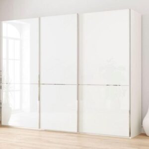 IMOLA W Kleiderschrank 300 cm Glas Weiß – Produktansicht 1