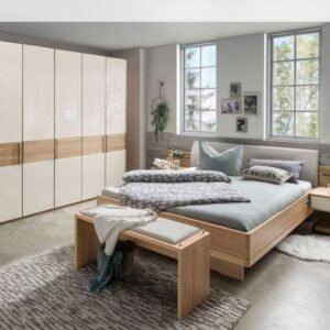 KIRUNA Kleiderschrank 250 cm Eiche/Glas Champagner – Produktansicht 1