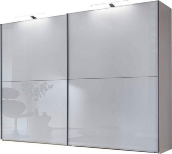 Wiemann Orion Schwebetürenschrank KIeselgrau/Glas weiß by Starmöbel – Originalfoto