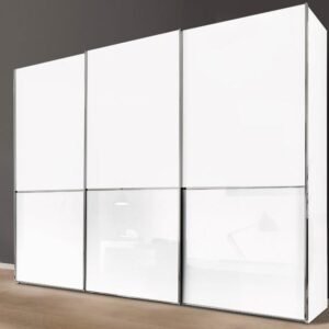 SHANGHAI Schwebetürenschrank 300 × 236 cm Weiß/Glas Weiß by Starmöbel